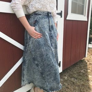 Lee Vintage High Waisted Acid Wash Jean Skirt